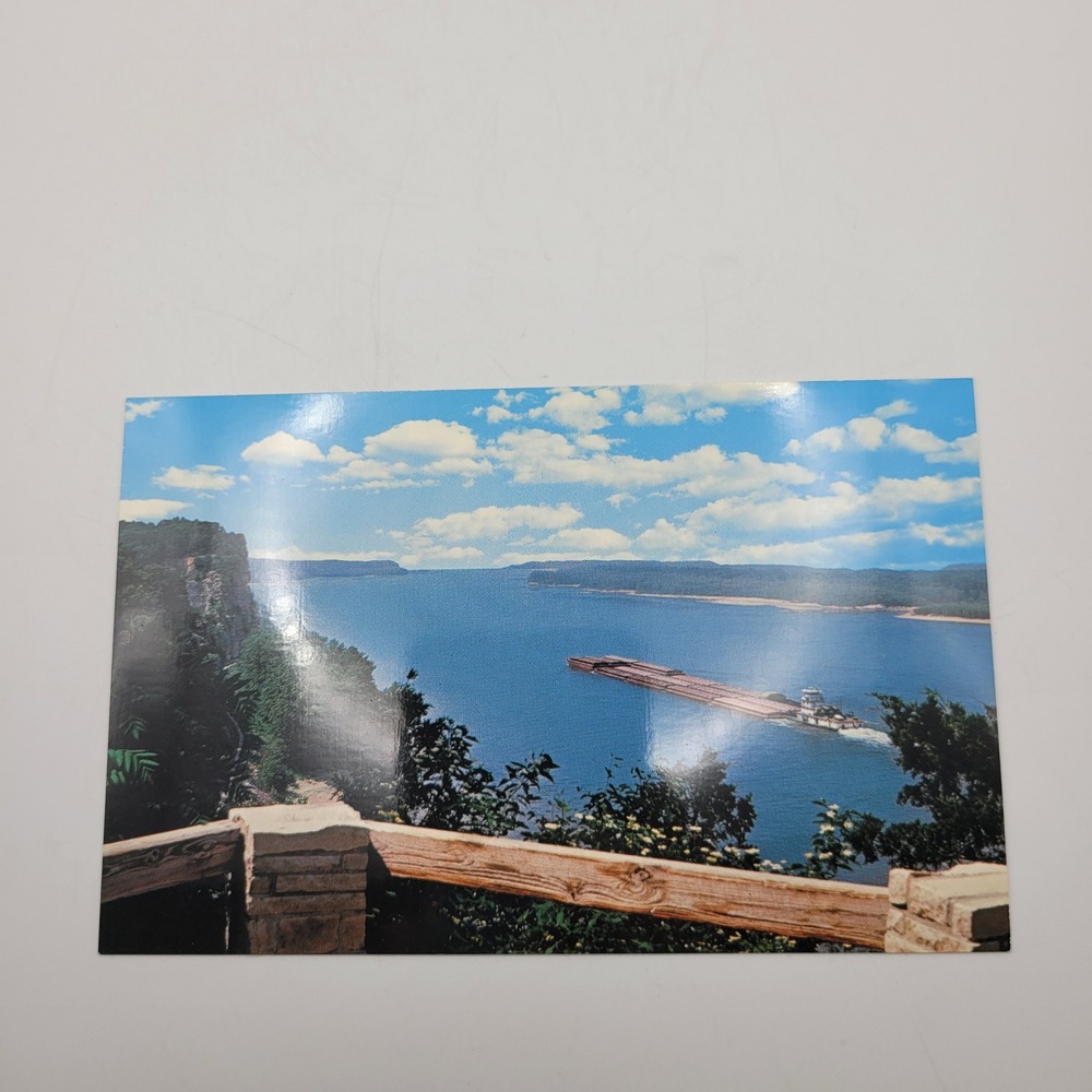 Trail of Tears State Park Postcard Mississippi River Barge View JMC-150